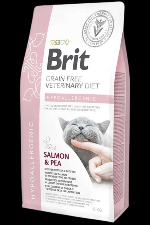 Brit Veterinary Diets Hypoallergenic Tahılsız Somonlu Kedi Maması 5 Kg