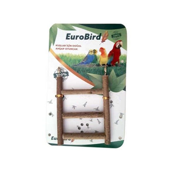 EuroBird Doğal Ahşap Kuş Oyun  Merdiven 3 Basamak