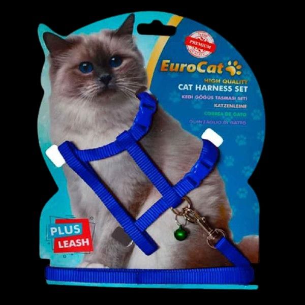 Eurocat Kedi Göğüs Tasması Düz Mavi