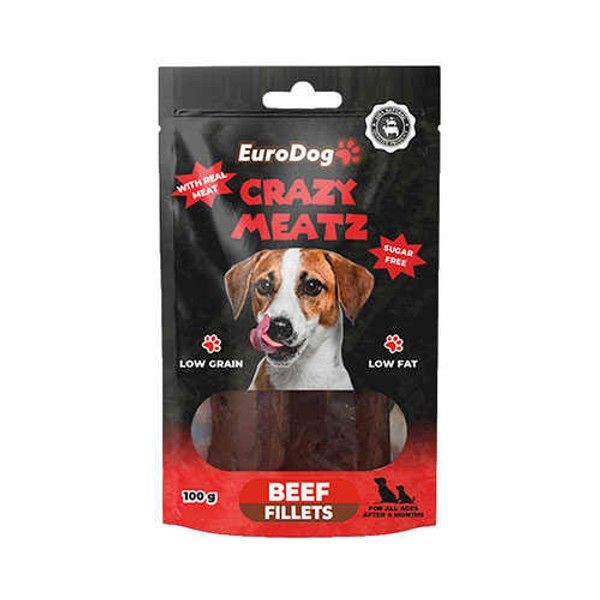 EuroDog Crazy Meatz Biftekli Fileto Şekersiz Köpek Ödül Maması 100 Gr