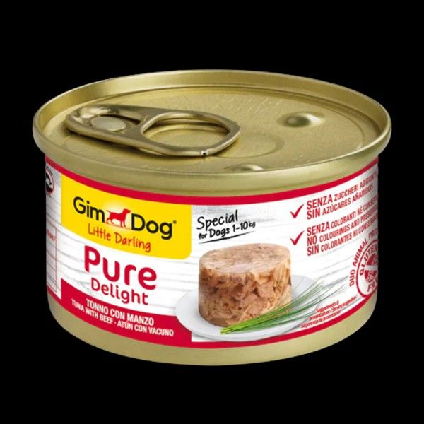 GimDog Pure Delight Jöle İçinde Parça Ton Balıklı ve Biftekli Yetişkin Köpek Konservesi 85 Gr