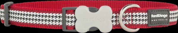 Red Dingo Fang It Desenli Kırmızı Köpek Boyun Tasması 12mm