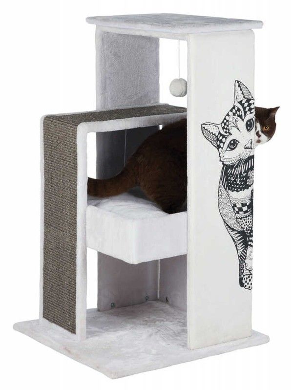 Trixie Kedi Tırmalama Oyun Evi, 101cm, Beyaz Gri